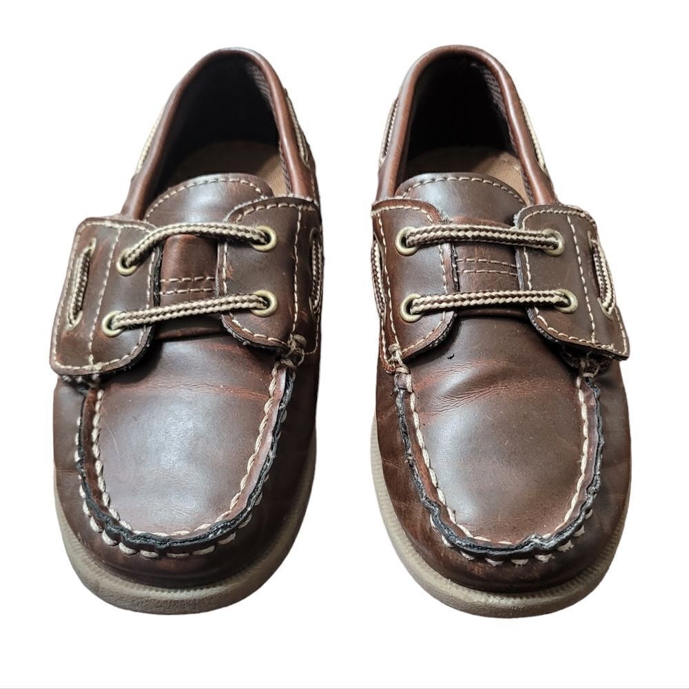 Boys brown deck/ dress shoe velcro